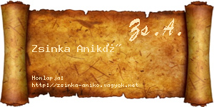 Zsinka Anikó névjegykártya